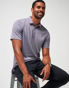 Travis Mathew Polo Shirt Mens Large L Purple Short Sleeve Golf - Picture 1 of 11