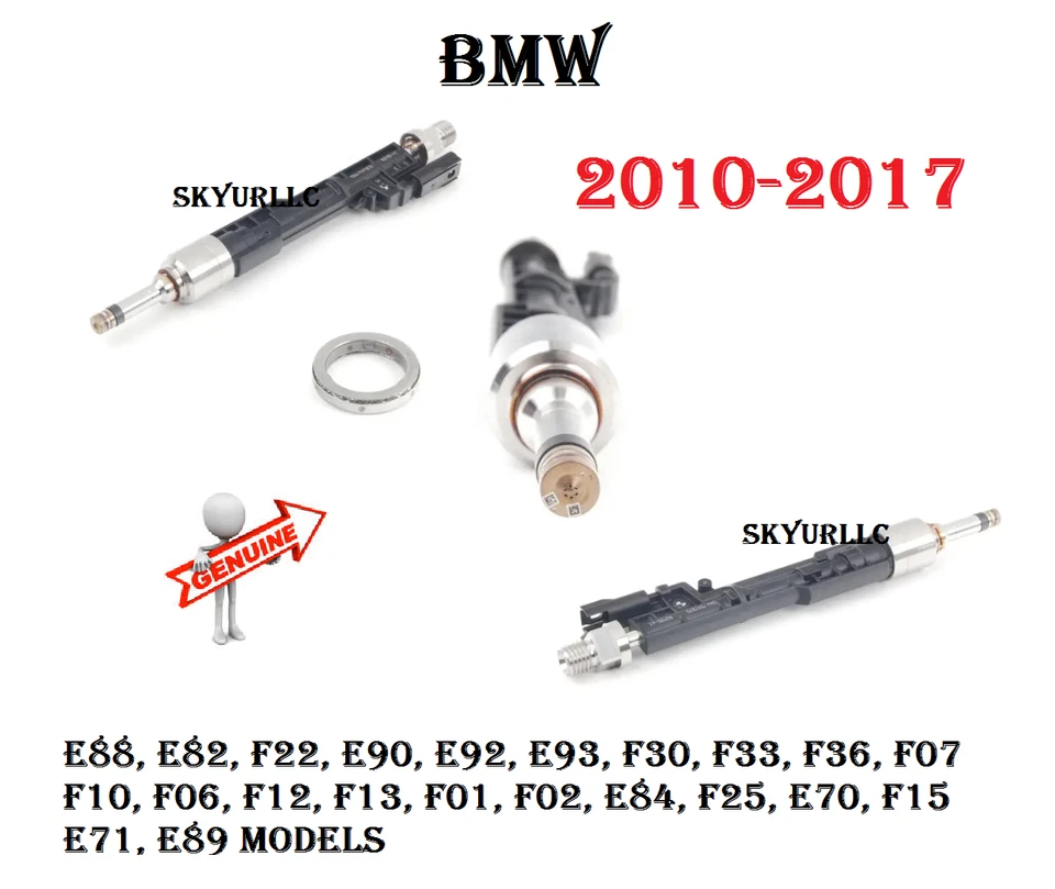 Fuel Hi Pressure Injector W/Clip For BMW E90 F01 F30 F10 F07 F06 F12 X5 GENUINE - Image 1 of 4
