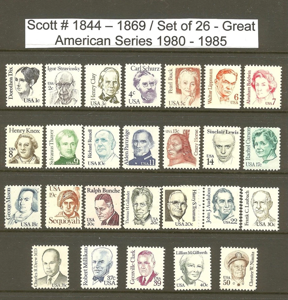 US Scott # 1844-69 Great Americans  26 MNH Stamps - Image 1 of 1