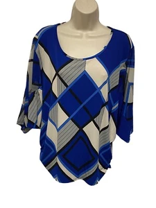 Style & Co Women's Multicolor Abstract Mesh Shoulder Blouse Size Medium - Picture 1 of 4