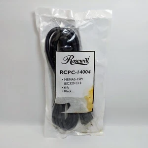 Rosewill RCPC-14004 - Cable de alimentación de 6 pies con enchufe de PC de 3 conductores - NUEVO - Imagen 1 de 1