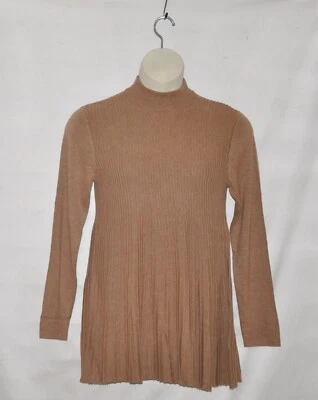 Joan Rivers Mock Turtleneck Pleated Swing Tunic Size S Heather Mink - Image 1 of 2