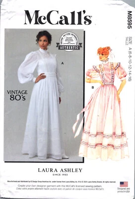 McCalls 8595 Vintage Retro 80s Laura Ashley Gown Slip Pattern Reissue of 8876 - Image 1 of 2