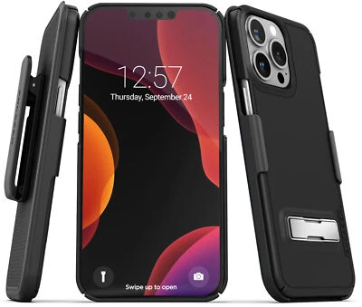 iPhone 13 Pro Max Belt Clip Case with Kickstand Slim Cover with Holster - Image 1 of 4