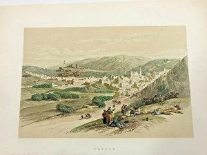 HEBRON HOLY LAND 1857 DAVID ROBERTS ANTIQUE LITHOGRAPHIC VIEW 19TH CENTURY - Picture 1 of 3
