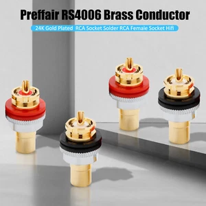 HI-End 24K Gold Plated RCA Socket Connector Gold Plated Copper Audio Female Jack - Picture 1 of 14