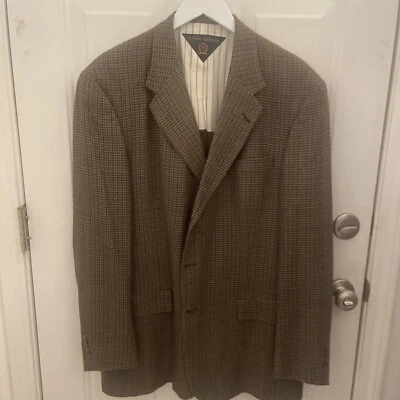 Tommy Hilfiger Men’s Sport Coat Blazer Jacket Micro Check Business Brown 44 L - Image 1 of 4