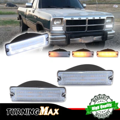 For 91-93 Dodge D150 D250 W150 W250 Clear Dynamic LED Turn Signal DRL Lights Set - Image 1 of 4