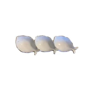 VIETRI Pesce Bianco White Fish Shape 3-part Relish Condiment Dish Cucina Fresca - Picture 1 of 9