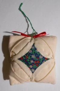Handmade Cathedral Window Quilt Square Christmas Ornament - Picture 1 of 4