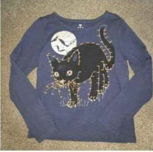 Girls Fat Face Black Cat Halloween Glow In The Dark Long Sleeved Top 6-7 Years - Picture 1 of 3