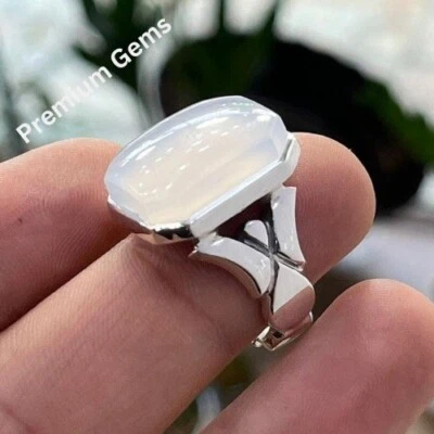 Anillo natural de 7 quilates de duración Najaf para hombre de plata de ley 925 anillo de piedra lunar Foto 1 de 4