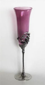 Silver Metal Skeleton Hand Amethyst Purple 11" Tall Champagne Flute Goblet NEW - Picture 1 of 1