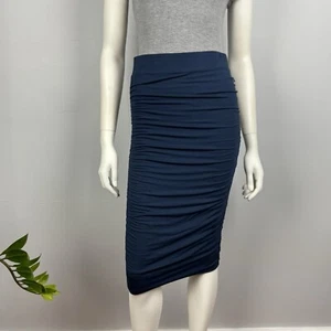 PQ Collection Size S Fitted Tube Skirt Ruched Pull On Navy Blue Stretch Women - Bild 1 von 13
