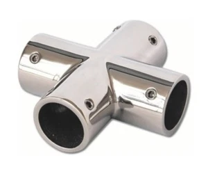 Coude Croix Droit 4 sorties Pour Tube de Diamètre 22mm Angle 90° inox A4 - 316 - Imagen 1 de 2