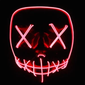 The Purge Movie Light Up Flash LED Wire "Smiling Stitched" Scary Mask Halloween - Picture 1 of 42