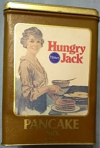 Hungry Jack By Pillsbury Vintage Lebensmitteldose, 1984 Copyright Datum, goldene Farbe - Bild 1 von 12