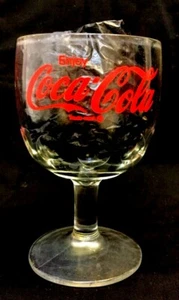 Collectible Vintage Coca Cola / Coke Glass w/Red Thumbprint Goblet 6" - Picture 1 of 6
