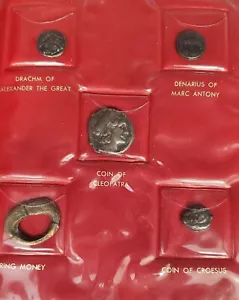 1950’s Ancient Coin Replicas 5 Coins Set in Vinyl Folder - Picture 1 of 11
