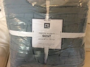 Trapunta doppia/XL Pottery Barn Teen Pretty Pleats nuova con etichetta! Blu acqua vintage - Foto 1 di 1