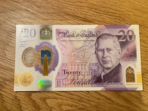Great Britain 20 pounds King Charles III UNC Polymer. Single England Banknote - Picture 1 of 2