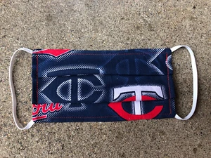 MLB MINNESOTA TWINS FACE MASK BRAND NEW WITH ELASTIC LOOPS - HANDMADE - Picture 1 of 4