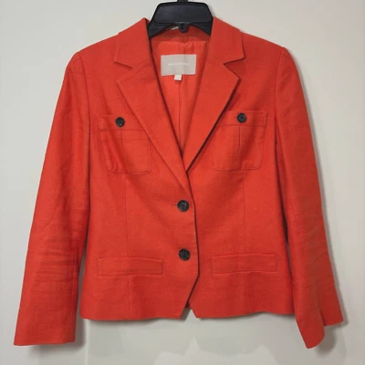 Banana Republic Orange Linen Cotton Blazer Cropped Women 6 Preppy Career Office - Изображение 1 из 4