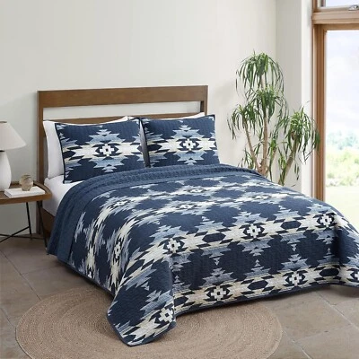 Nuevo en Paquete Pendleton Moonlit Mesa Coverlet Set KING Azul +2 King Shams Azteca Suroeste Foto 1 de 4