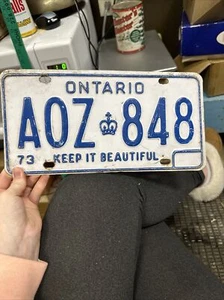 1973 Ontario Canada License Plate A0Z 848 Keep It Beautiful - Picture 1 of 18