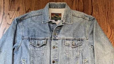 Vintage 1990s Structure denim jacket, made in Macau. metal buttons, Medium size, - Image 1 of 4