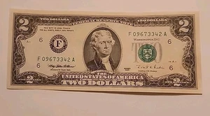 Series 1995-F Atlanta Two Dollar Bill US $2 Federal Reserve Note-- Crisp - Picture 1 of 8