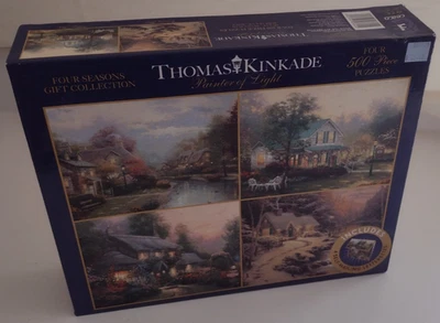 (4) 500 pc Puzzles In One Package Four Seasons 18x24 Sealed 12+ Thomas Kinkade - Image 1 of 2