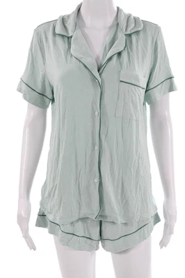 Conjunto de pijama con botones de manga corta verde talla pequeña Eberjey para mujer Foto 1 de 4