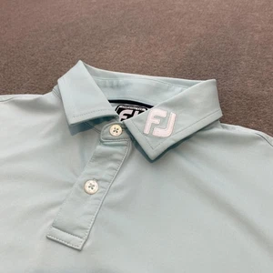 FootJoy Polo Shirt Mens Medium Light Blue Athletic Fit Golf Performance FJ Logo - Picture 1 of 10