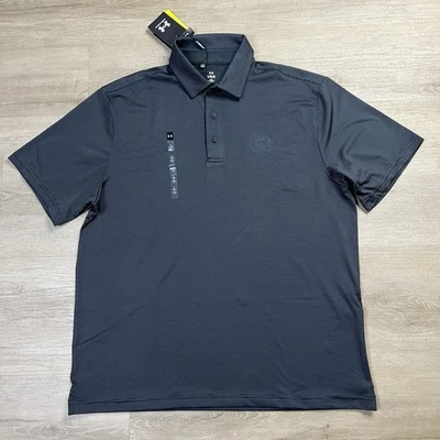 Under Armour Playoff Polo 3.0 Striped Black Gray Loose Fit Mens Size Large NWT - Image 1 of 4