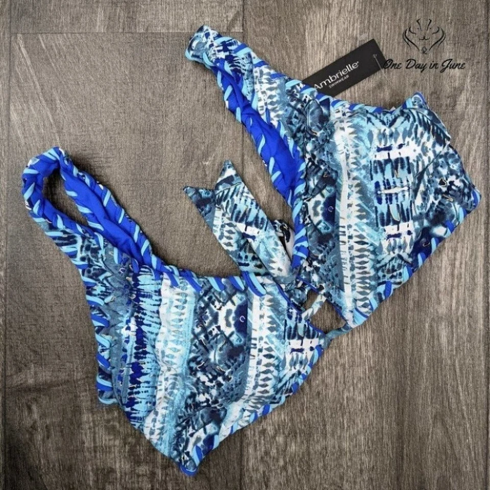 Top de bikini geométrico Ambrielle talla L Foto 1 de 2