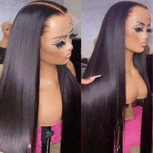 13x6 Full Frontal HD Lace Wig 180% Density Straight Human Hair Wigs Pre Pluck... - Picture 1 of 8