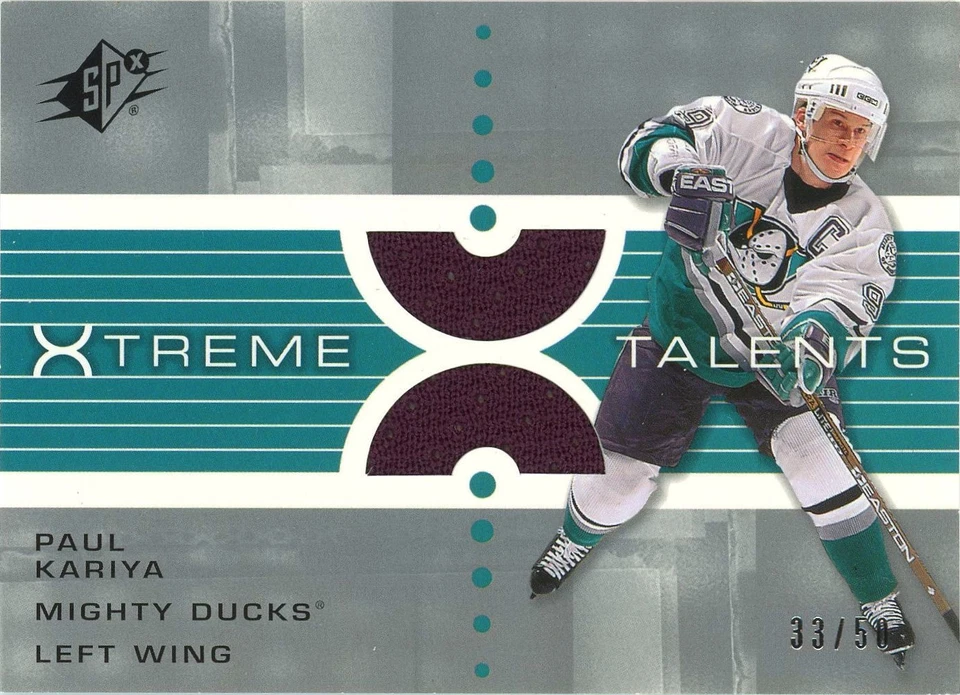 2002-03 SPx Xtreme Talents Jerseys Silver Paul Kariya #33/50 - Image 1 of 1