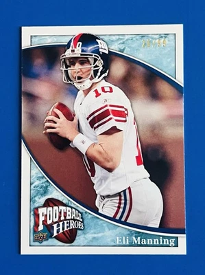 2009 UD Football Heroes Eli Manning Giants Blue Parallel Card #42; #d /99 - Image 1 of 2
