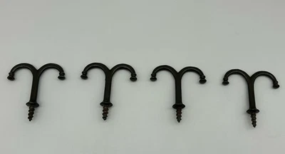 (4) Antiguo De Colección Bajo Estante Tornillo Abrigo Sombrero Armario Gancho Percha Hierro Fundido Foto 1 de 4
