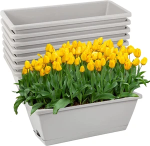 8Pcs Window Box Planter, 17 Inches Flower Window Boxes, Rectangle Planters Box w - Picture 1 of 12