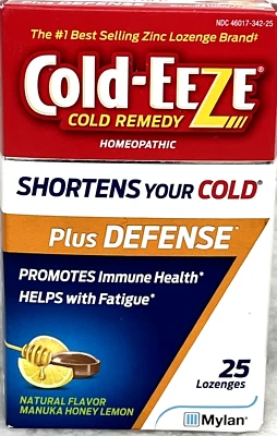 Pastillas de zinc Cold-Eeze Cold Remedy Plus Defense 25 quilates miel de Manuka natural Foto 1 de 4