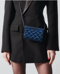 MZ WALLACE NWT Quilted XXS Mini GWP Crossbody Bag Purse in Blue Midnight Liquid - Picture 1 of 7