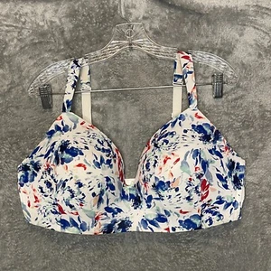 Cacique Women Colorful Floral Lined T Shirt Wireless Full Coverage Bra 40DDD - Picture 1 of 14