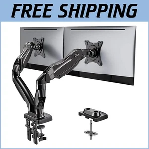 Dual Monitor Stand: Adjustable C-Clamp & Grommet Mount for 13-32 Inch Screens - Picture 1 of 9