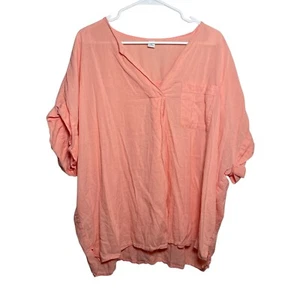 Old Navy Blouse Women's XXL V-Neck Short Sleeve Peach Lightweight Top - Picture 1 of 9