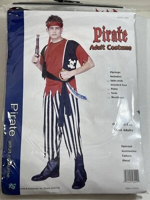 Пиратский костюм для взрослых один размер брюки для Хэллоуина пояс обруч для волос рубашка - Изображение 1 из 4