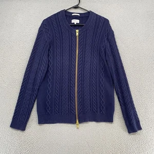 Gant Sweater Womens Large Cable Cardie Fisherman Navy Blue Zip Up Rugger - Picture 1 of 11