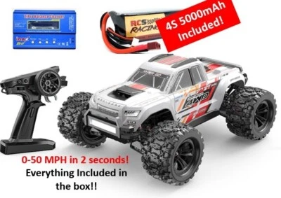 Brushless 4S Car Truck Truggy - 60MPH + battery & Charger  MJX 1/10 10208 White - Image 1 of 4