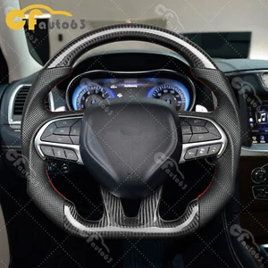 Volante deportivo perforado de fibra de carbono real para Chrysler 300C 2015-2021 - Imagen 1 de 11